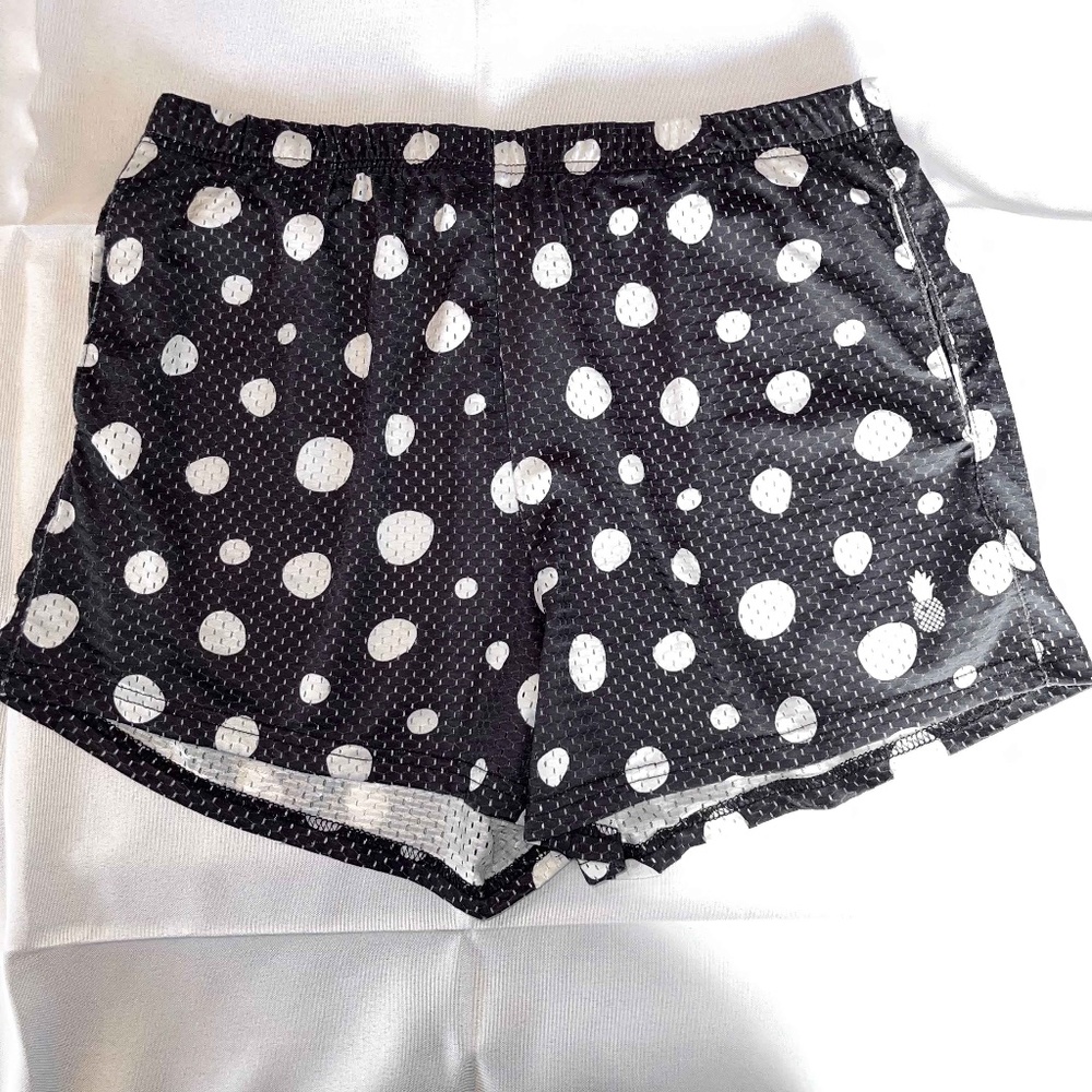 Polka Dot Athletic Shorts - Black and White